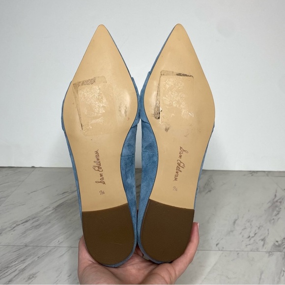 Sam Edelman Wheaton Blue Suede Pointy Toe Flat 7 1/2 M - Picture 15 of 16